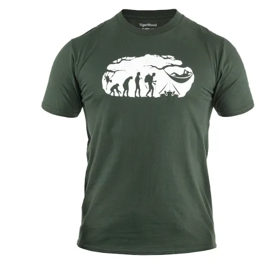 TigerWood Bushcraft Evolution T-Shirt Grün - Baumwolle 180 g/m² Outdoor