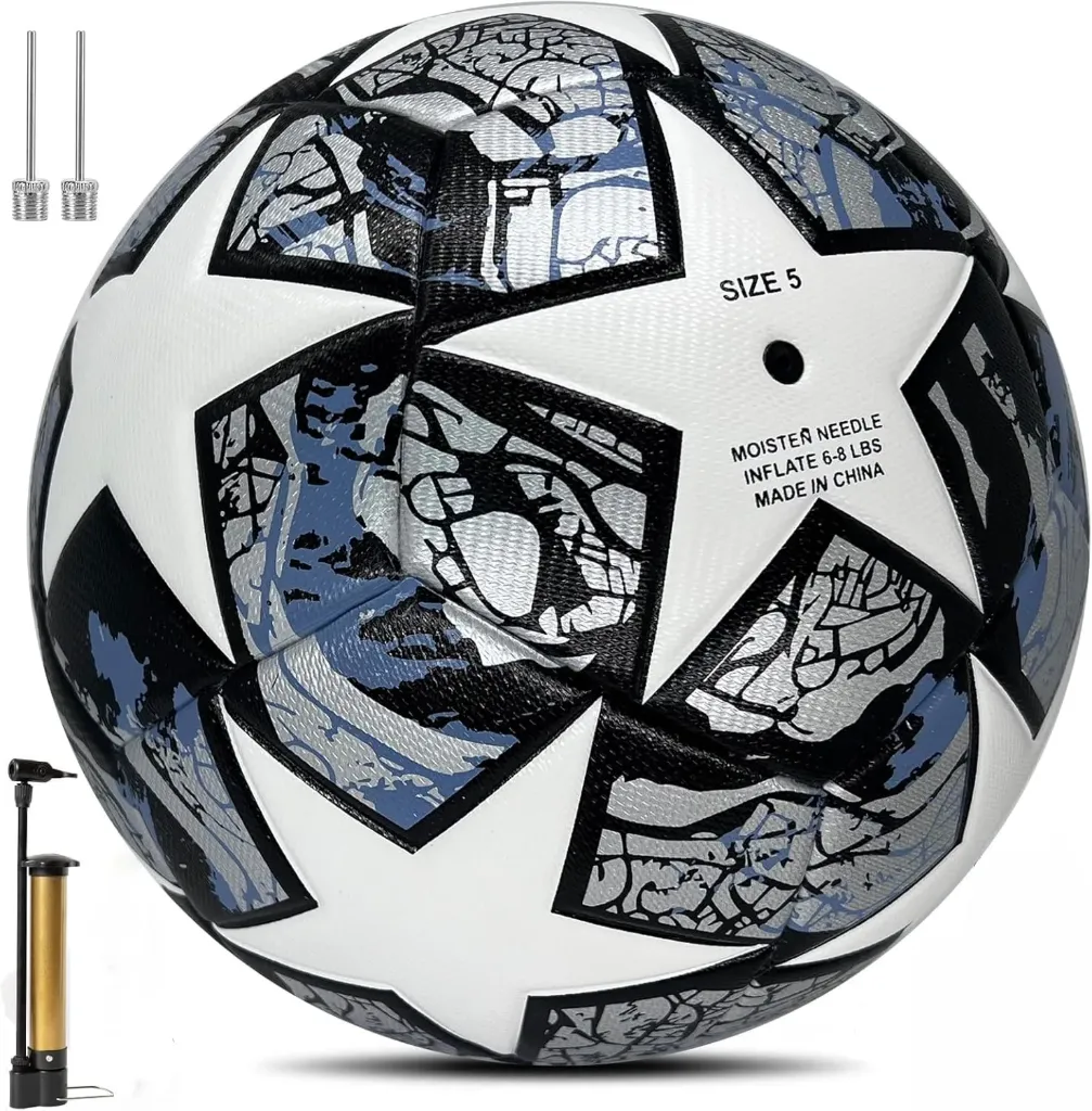 Fußball Grösse 5 – inklusive Pumpe, Nadeln & Tragenetz