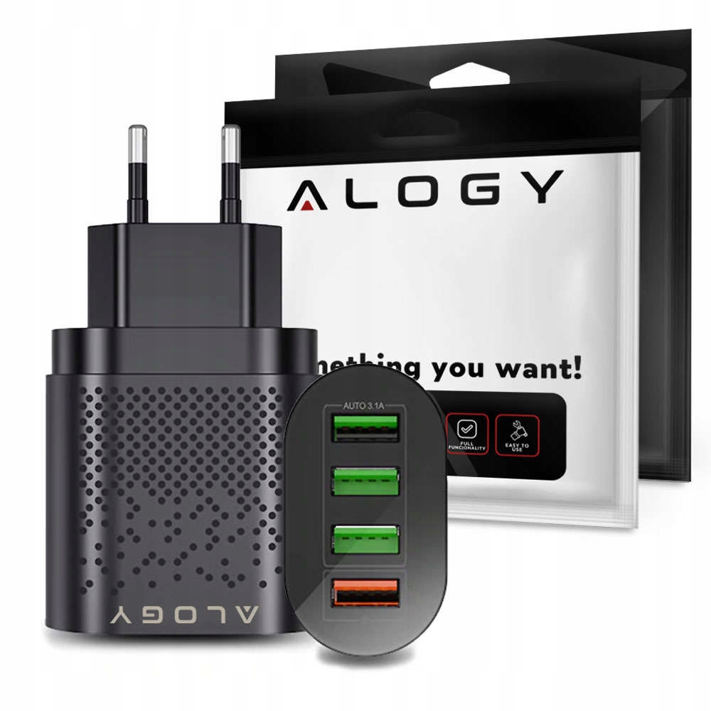 Alogy USB-Ladegerät 48 W – 4× USB-A | Quick Charge 3.0 | Schwarz