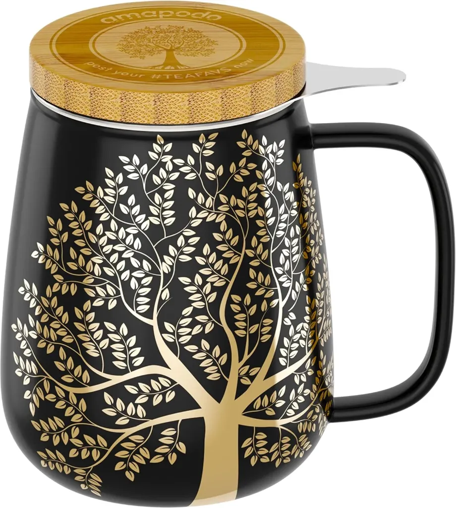 amapodo Teetasse mit Sieb und Deckel – 600 ml, Porzellan