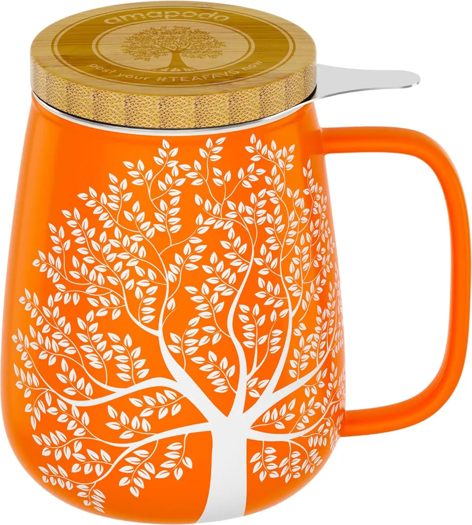 amapodo Teetasse mit Sieb und Deckel – 600 ml, Porzellan