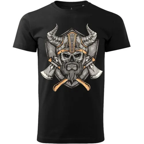T-Shirt Wikinger König für Herren - 100% Baumwolle, Schwarz