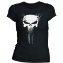 T-Shirt für Damen - Punisher, 100% Baumwolle, lockerer Schnitt, Kurzarm, schwarz