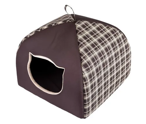 [170108] Katzen-Igloo Haustierbett mit Kissen – robust, warm & waschbar für Katzen und kleine Hunde