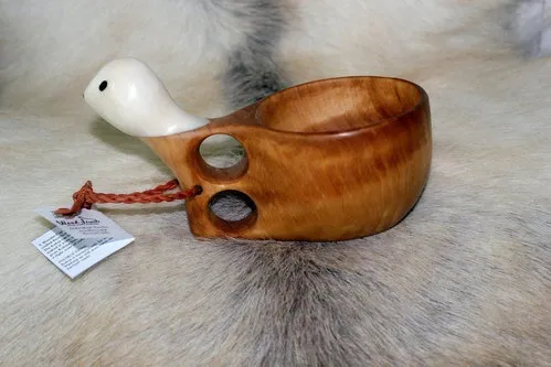 [170142] Kuksa Trinkbecher 150 ml aus Polarbirke, handgefertigt – Curly Birch, Finnland von Wood Jewel