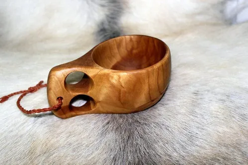 [170167] Echte Kuksa aus Polarbirkenholz 150 ml – handgefertigte finnische Holztasse aus Curly Birch / w