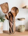 Teakholz-Kochlöffel handgefertigt, 26 cm, robust, langlebig, nachhaltiges Küchenbesteck, stilvoll