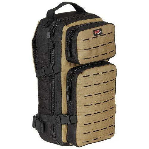 [170032] Outdoor Rucksack MFH Fox 30 L – Taktisch, MOLLE/Lasercut, Coyote/Black, Survival & Alltag (Schwarz)