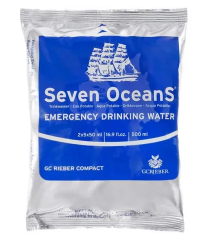 [170208] Seven Oceans Survival-Kit – Notfall-Wasser 500 ml, tragbar, SOLAS/ISO-konform, Norwegen