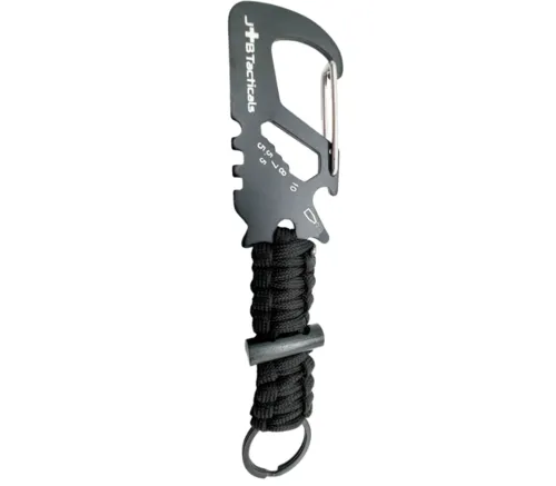 [170213] Survival-Schlüsselanhänger – Paracord, Feuerstein, Schraubendreher & Multitools, schwarz