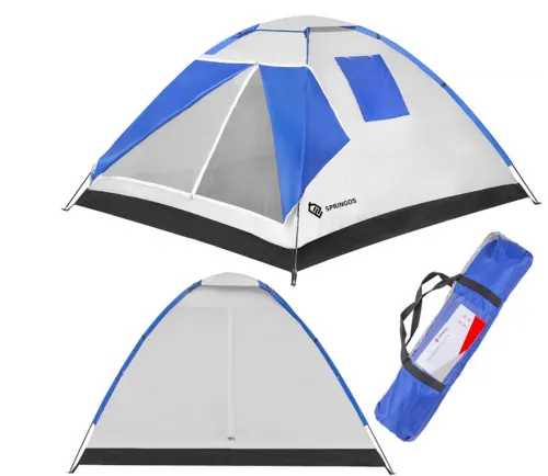 [170216] 4-Personen Campingzelt Springos® – wasserdicht, UV-Schutz, Moskitonetze, Fiberglasgestänge