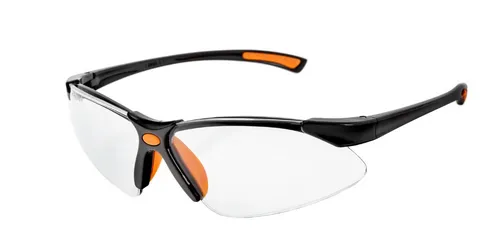 Anti-Kratz-Schutzbrille, optische Klasse 1, transparentes Glas, schwarzer Rahmen, universal