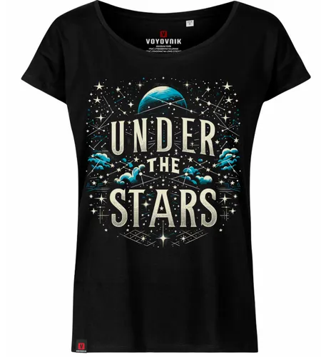 [170252] Damen-T-Shirt "Under the Stars -  Oversize Baumwolle schwarz